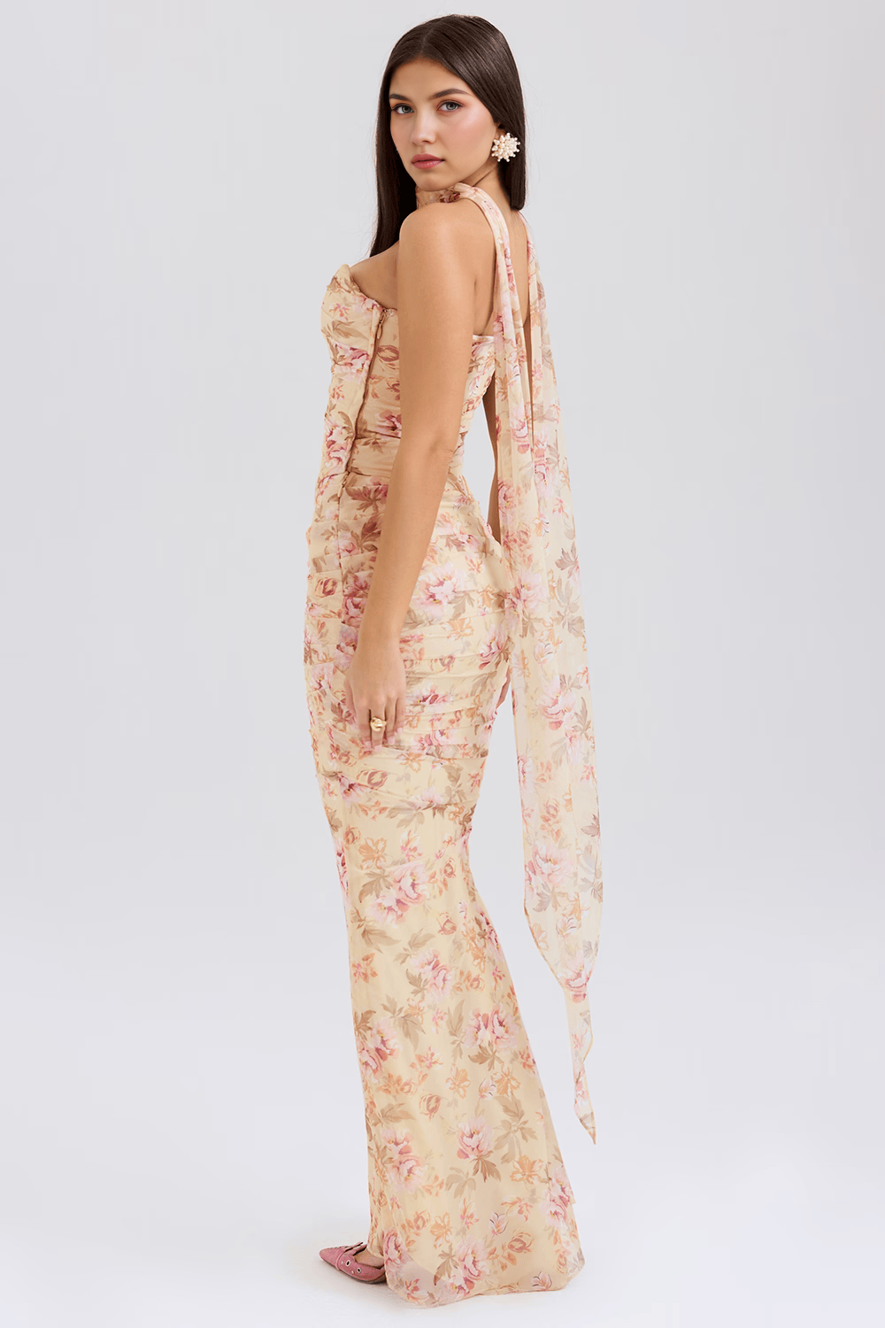 Angelica | Stylish Sleek Ruched Maxi Dress