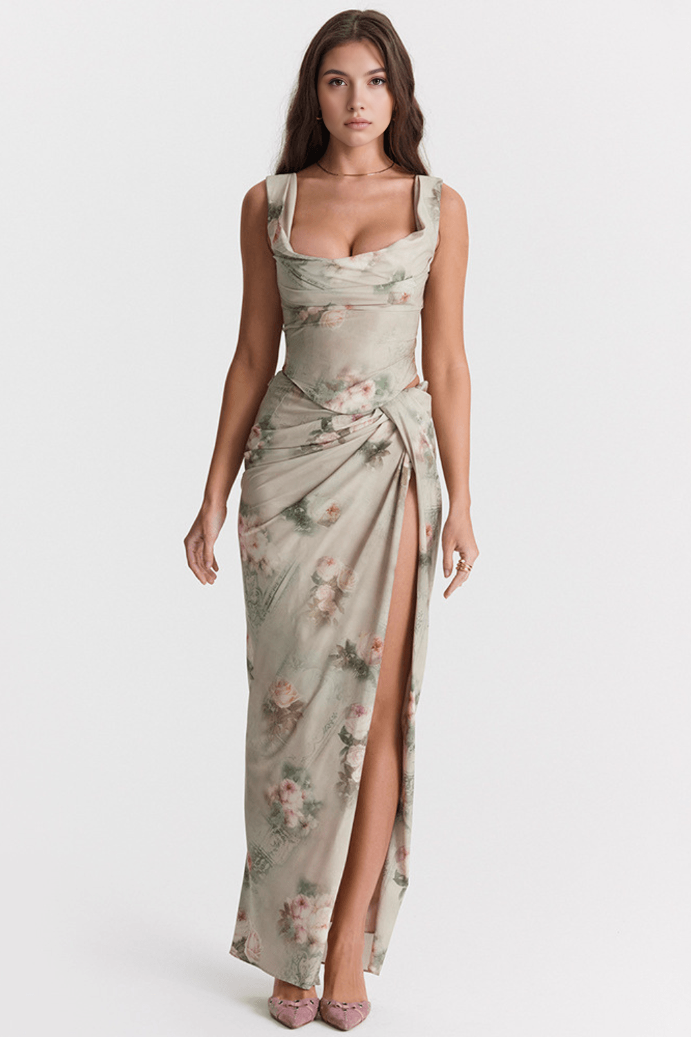 Alexa | Sleek Lace-Up Evening Gown