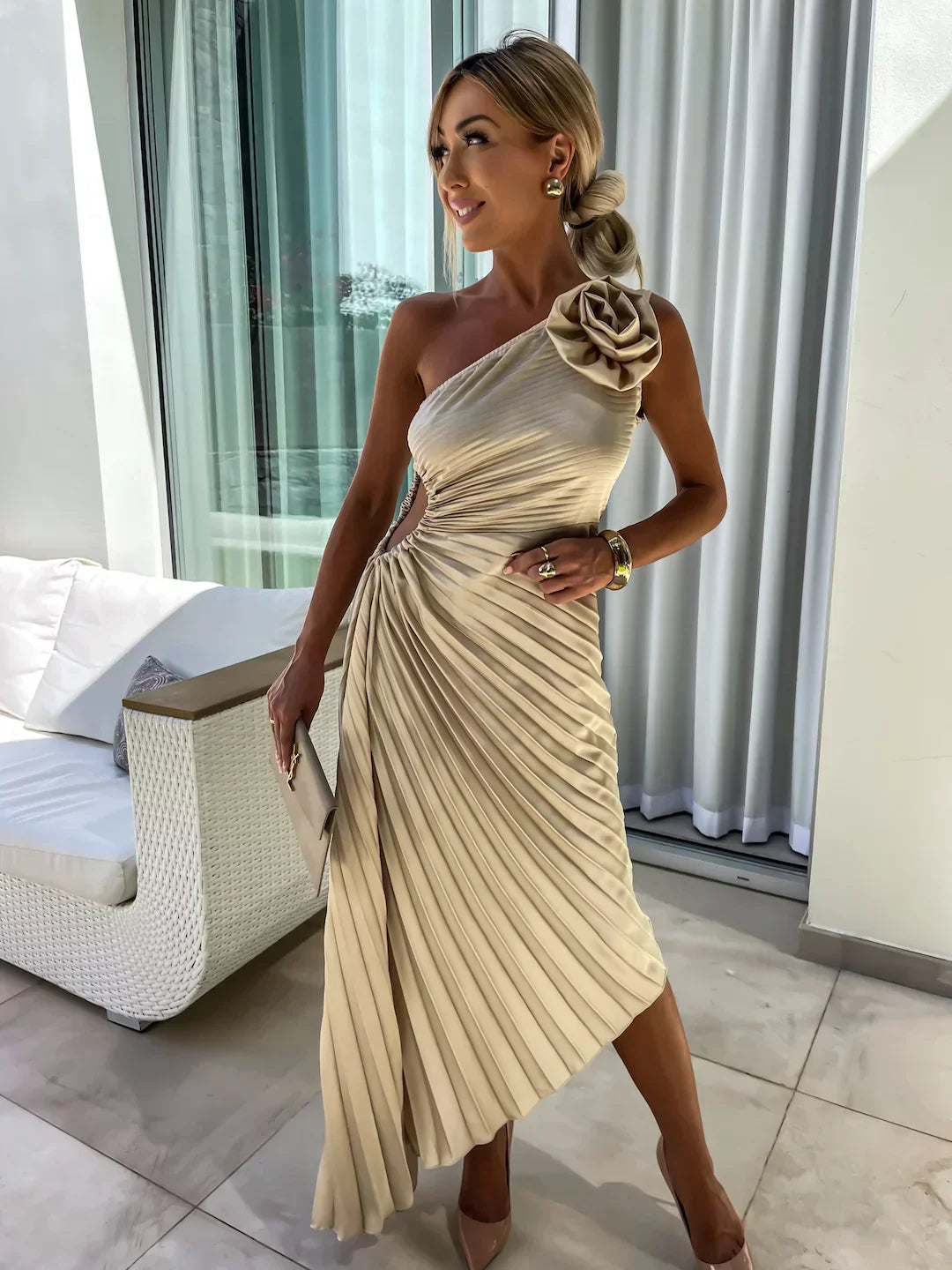 Chloe | Elegant Pleated Summer Dress