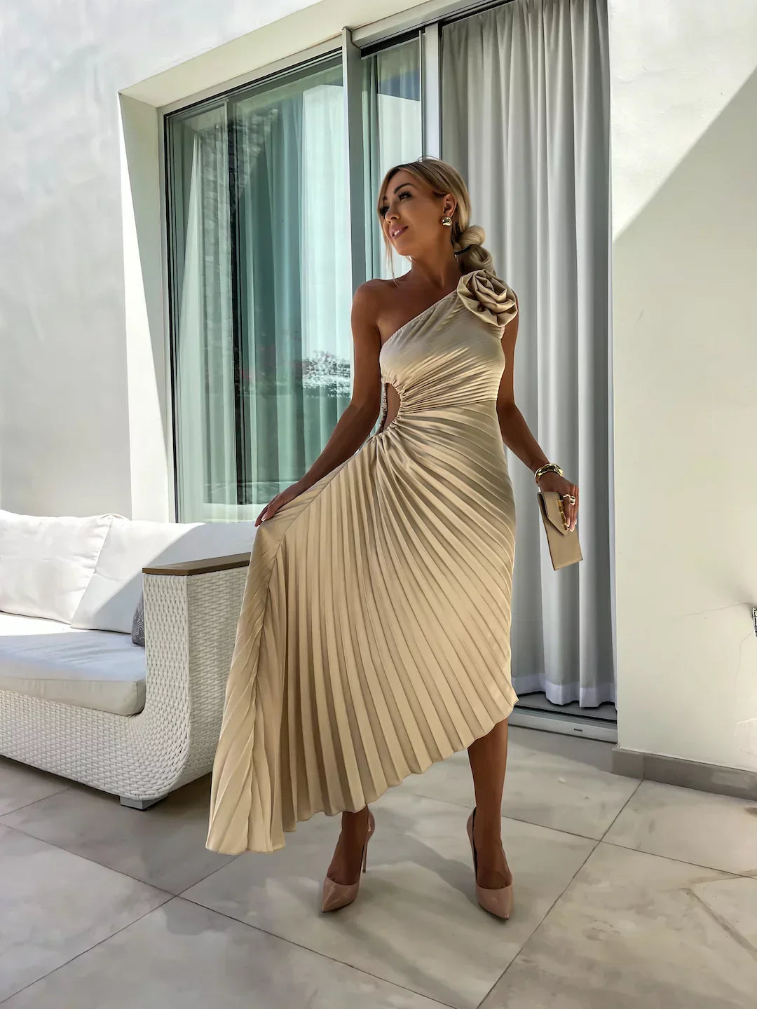 Chloe | Elegant Pleated Summer Dress