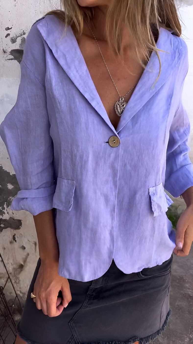 Faith | Stylish Button-Down Linen Blazer