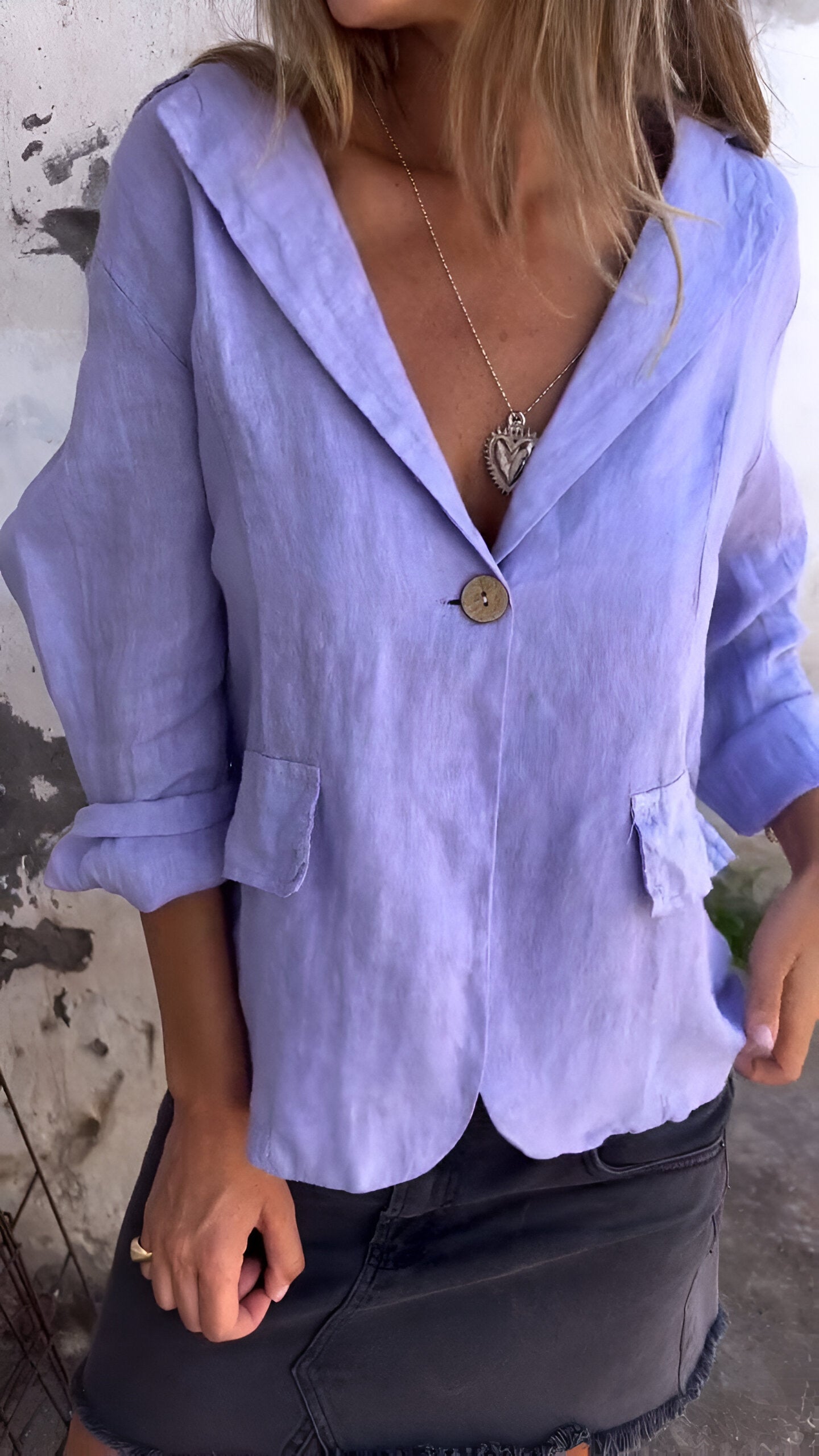 Faith | Stylish Button-Down Linen Blazer