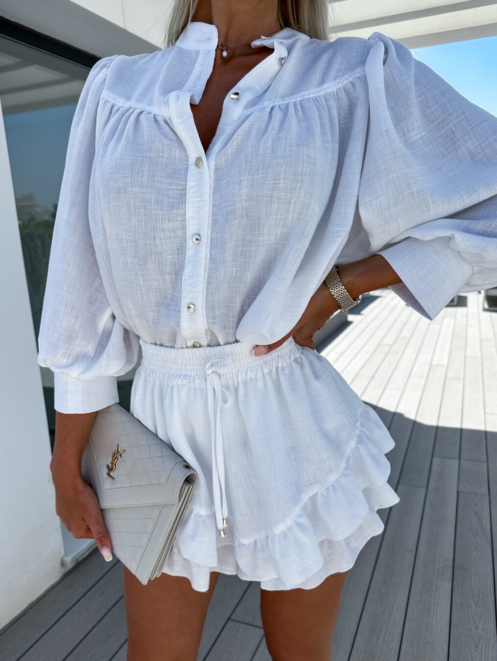 Marie | Ruffle Skirt Shirt Set