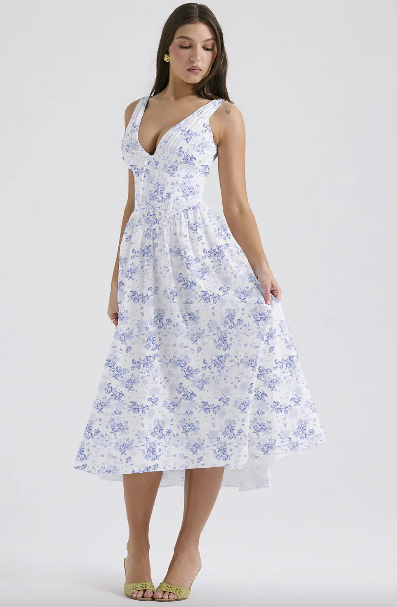 Alice | Sleeveless Floral Print Midi Dress