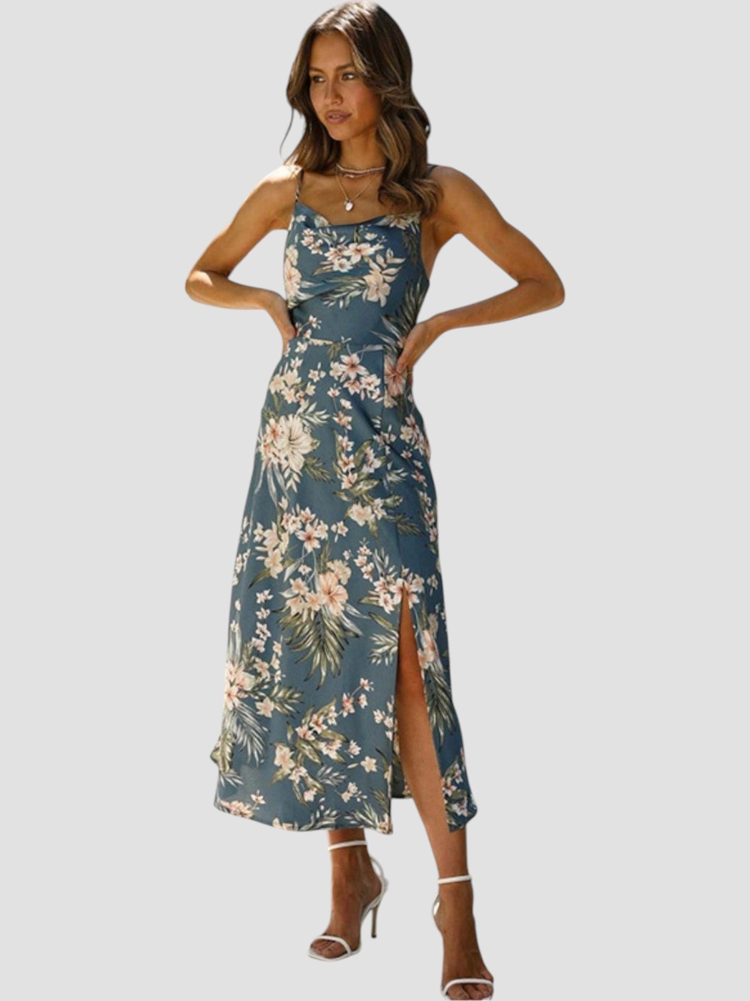 Addison | Stylish Floral Slit Midi Dress