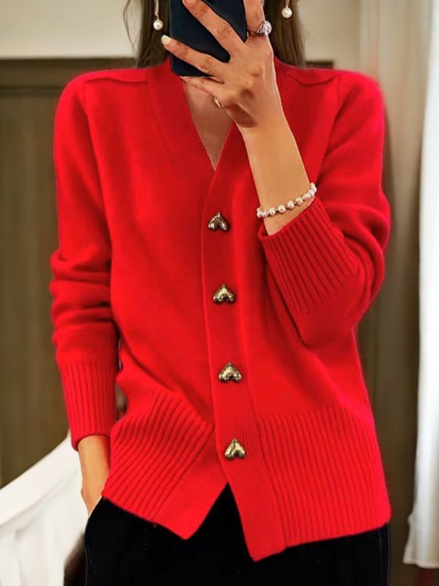 Estelle  Women's casual winter flat wool yarn wool yarn button Cardigan