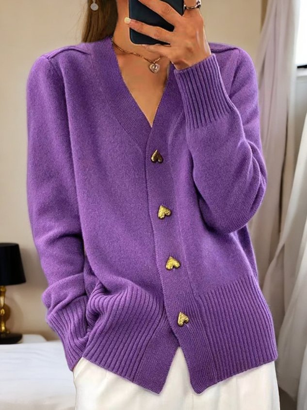 Estelle  Women's casual winter flat wool yarn wool yarn button Cardigan