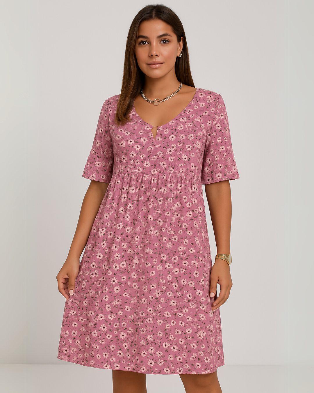 Angelica | Floral V-neck Casual Dress