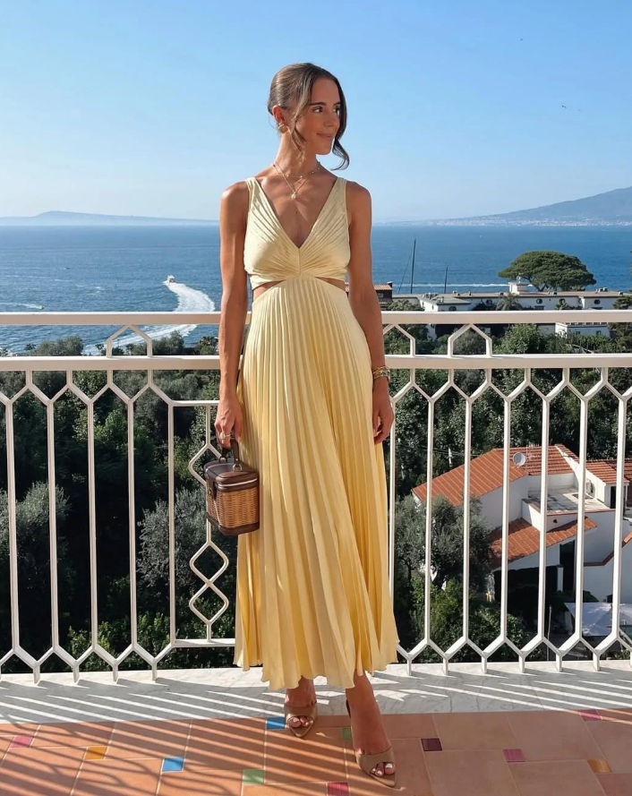 Verity | Elegant Pleated Maxi Dress
